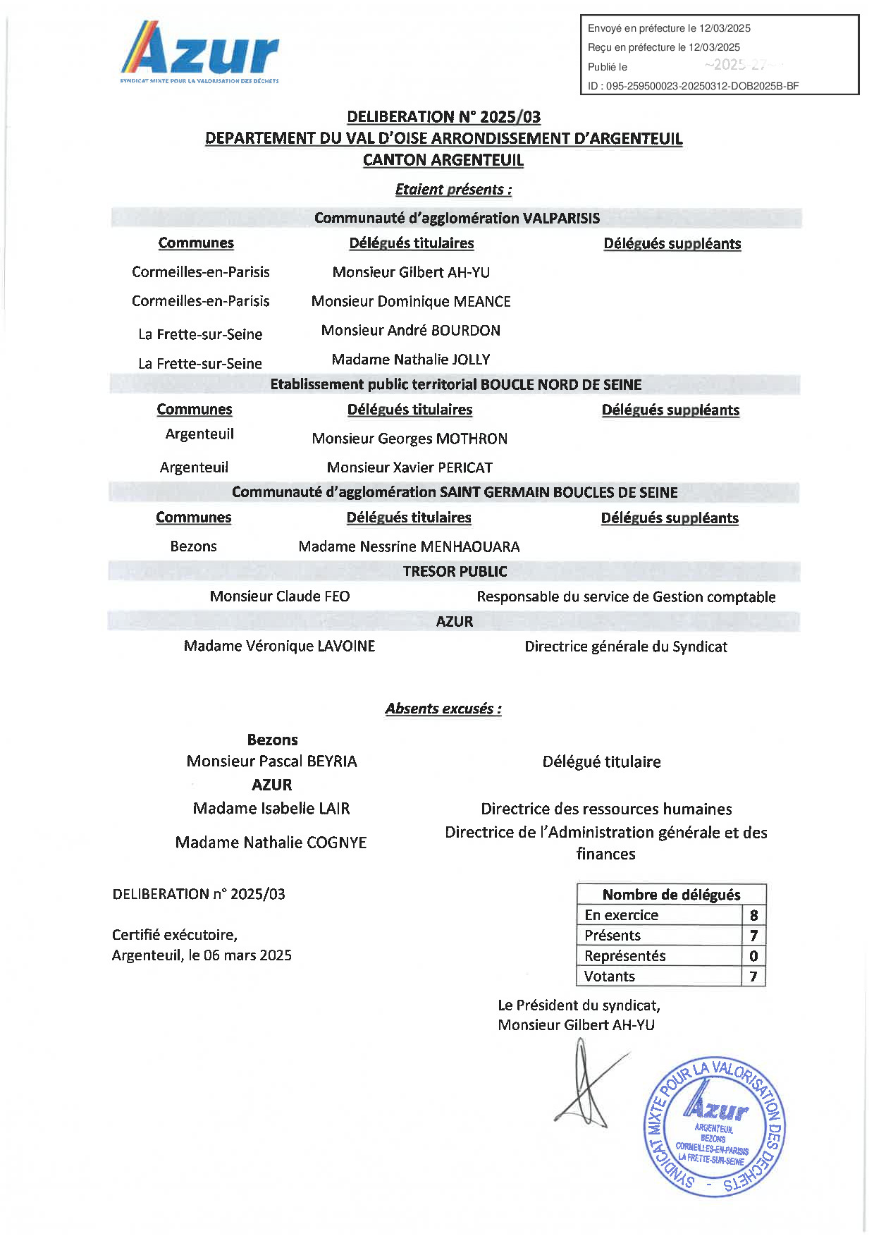 Délibérations du 05/03/2025