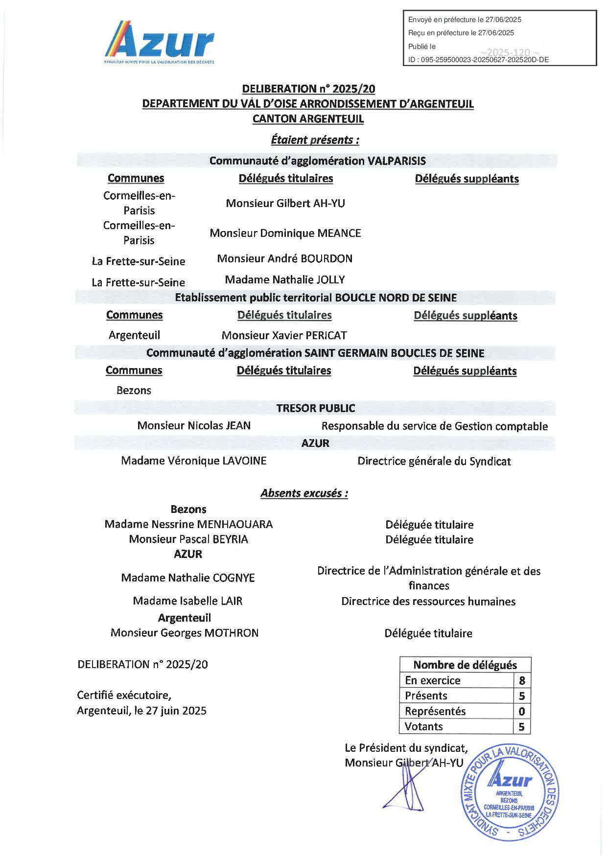 Délibérations du 25/06/2025