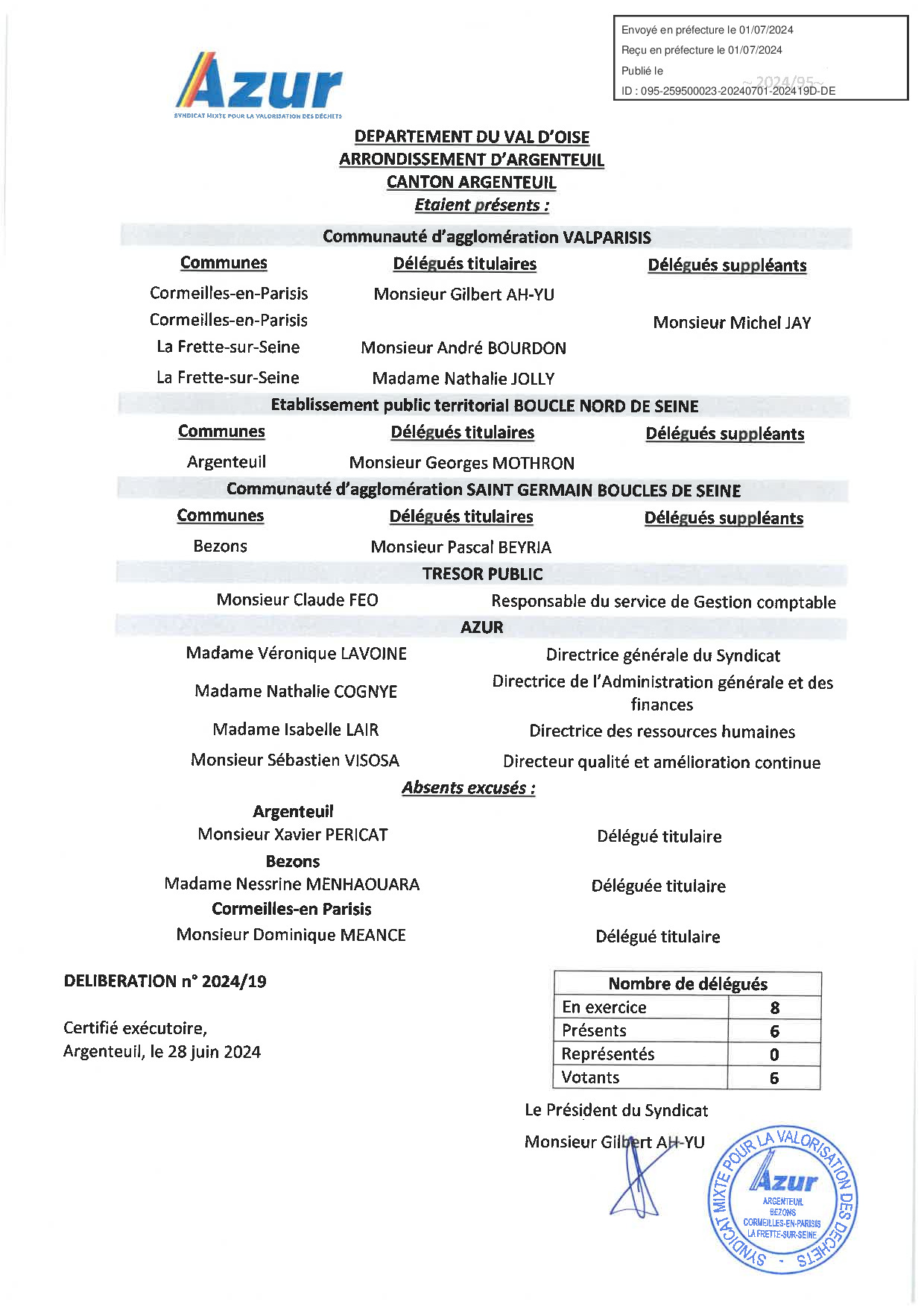 Délibérations 25/06/2024