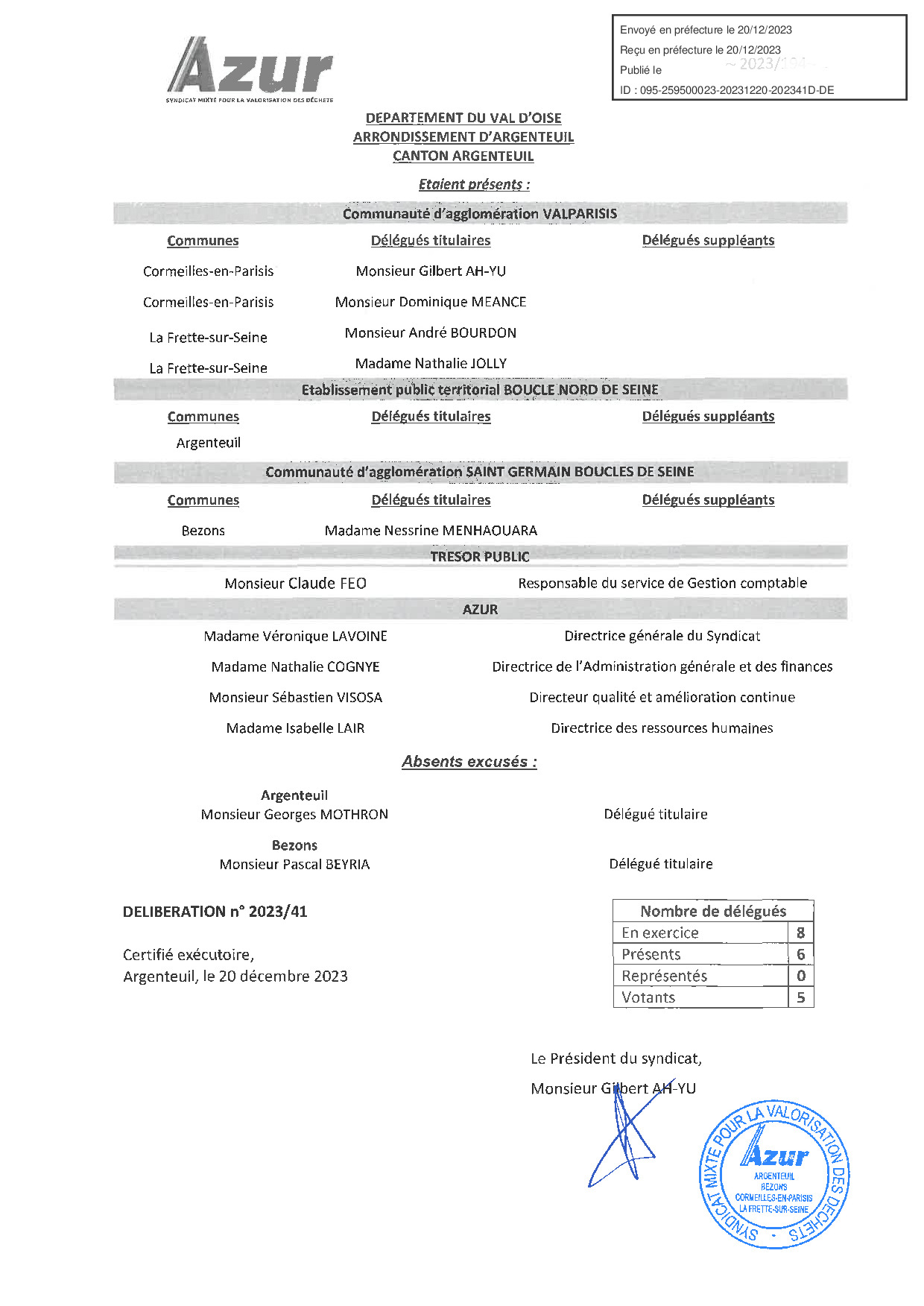 Délibérations du 18/12/2023