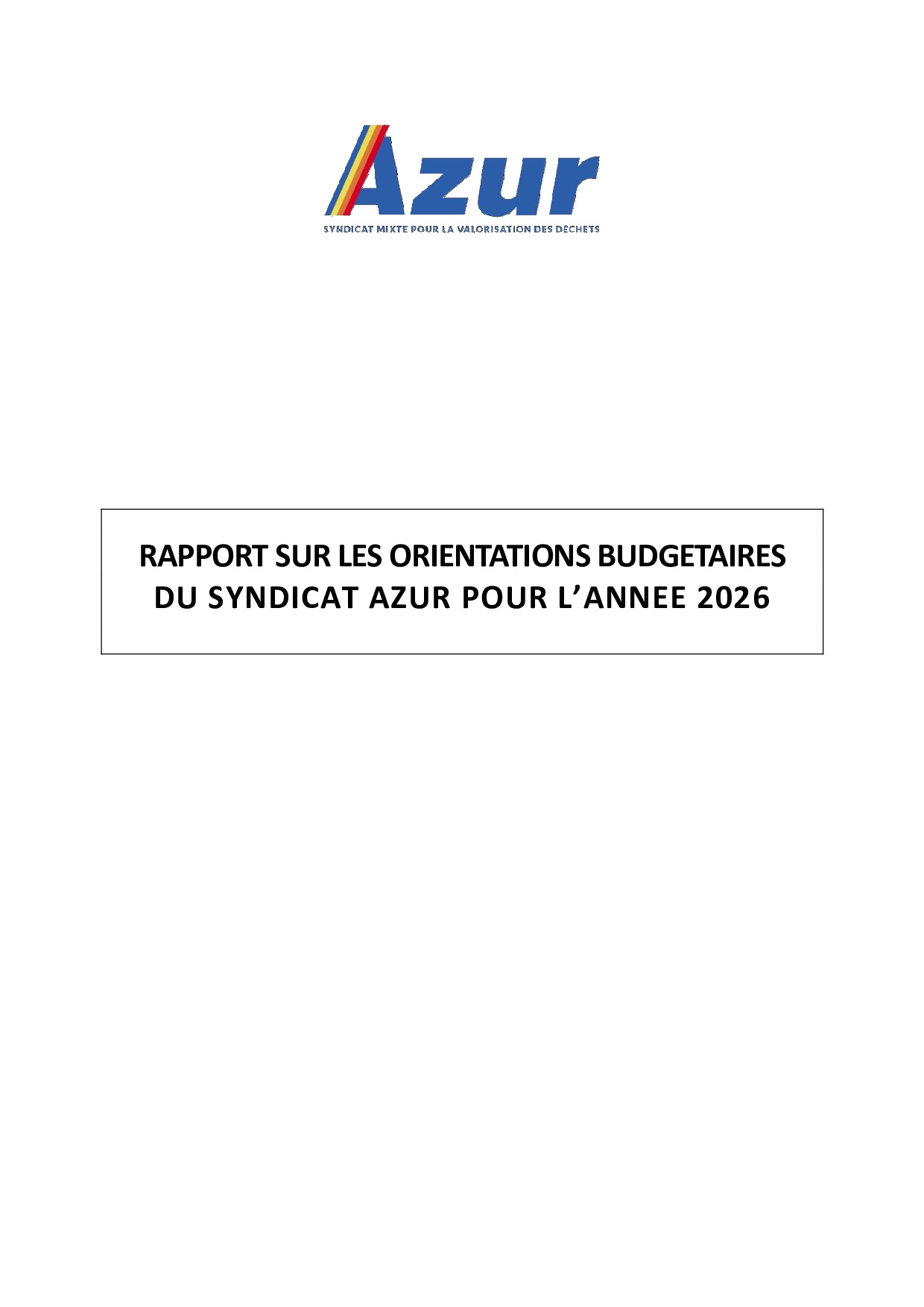 Rapport d&rsquo;Orientations Budgétaires 2026