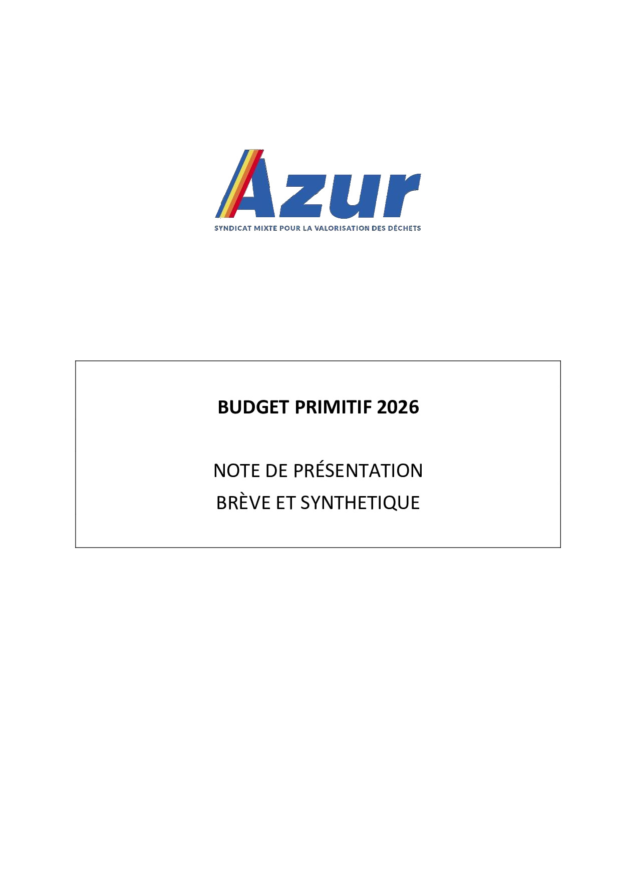 Note brève et synthétique BP 2026