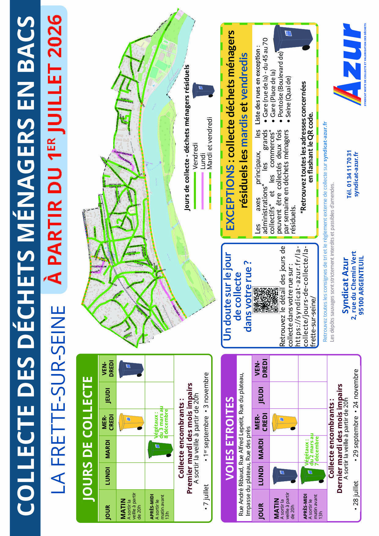 Calendrier de collecte 01/07/2026 La Frette-sur-Seine