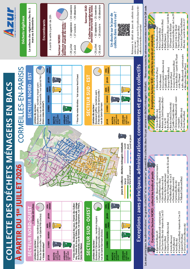 Calendrier de collecte 01/07/2026 Cormeilles-en-Parisis